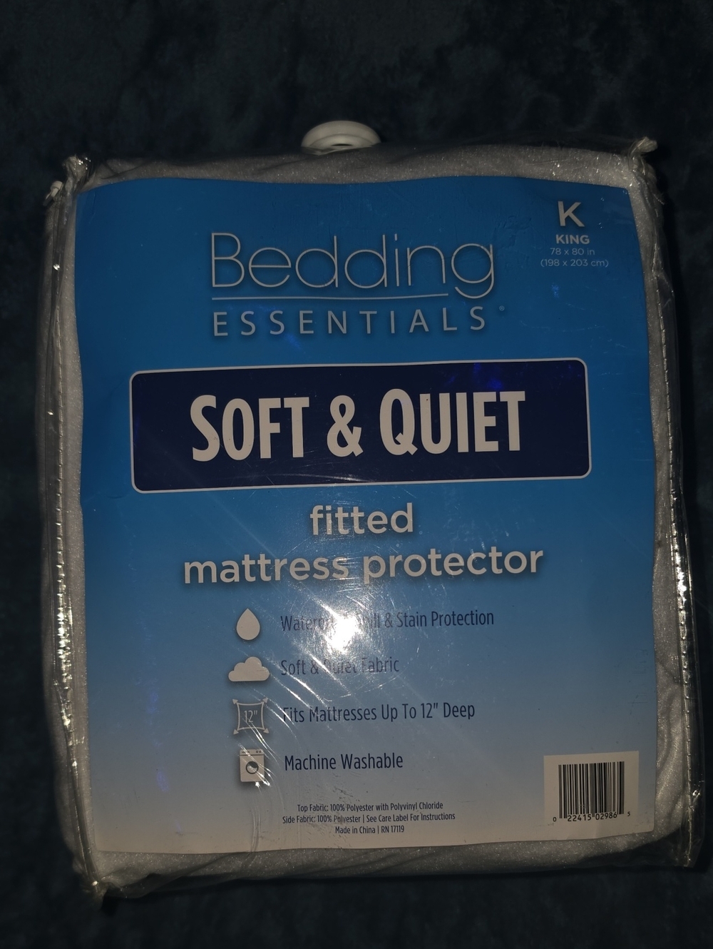 Essentials Soft & Quiet White Fitted Mattress Protector - King